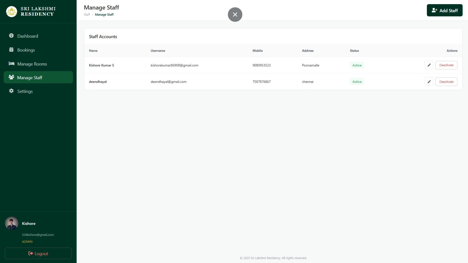 Hotel booking website built by Recmax for Sri Lakshmi Residency, screenshot 5 of 5